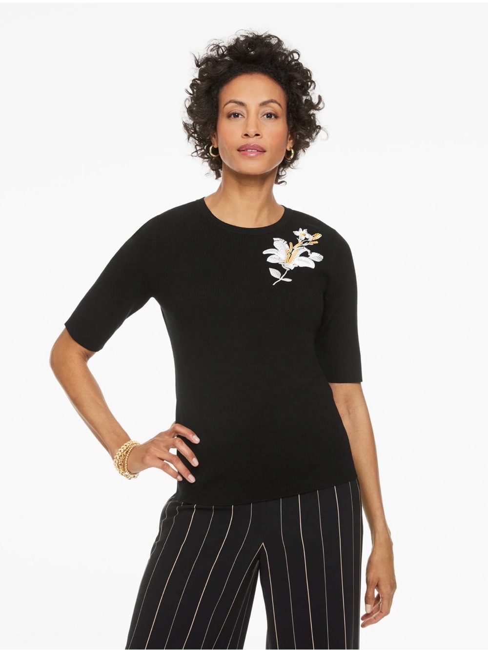 Talbots RSVP EMBROIDERED ELBOW SLEEVE
SWEATER Size M